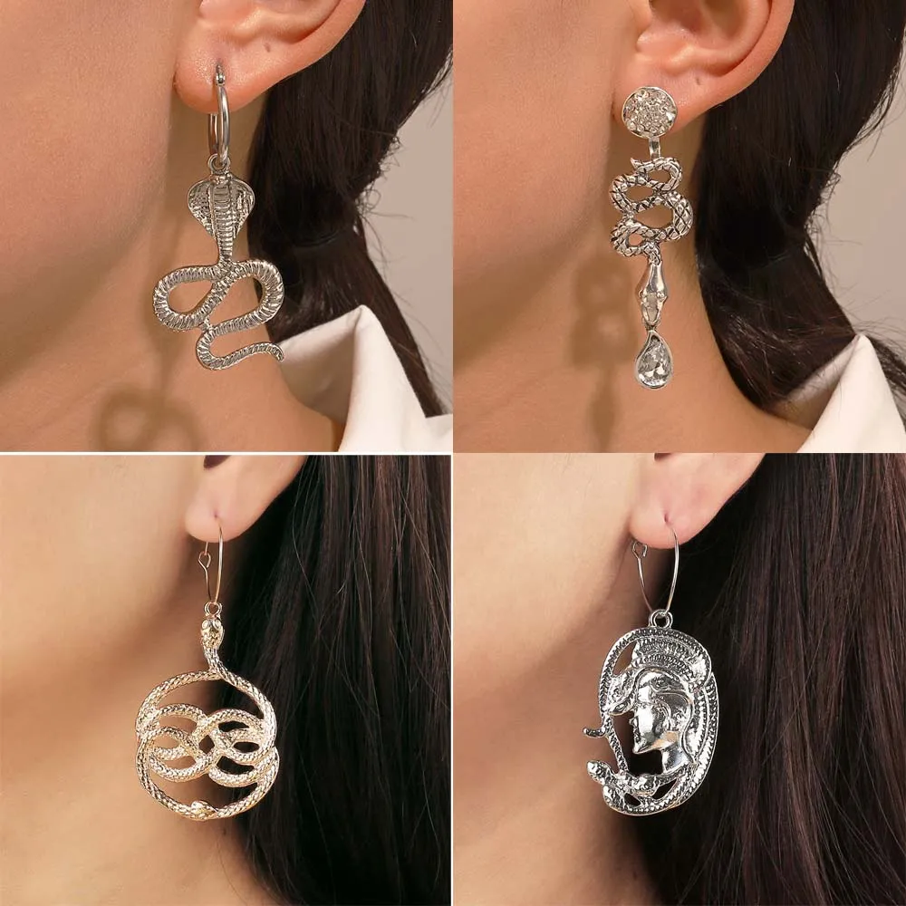 

Exaggerate Snake Drop Earrings for Women Geometry Metal Animal Earrings Punk Ear Accessories Bar Birthday Party Jewelry Gifts