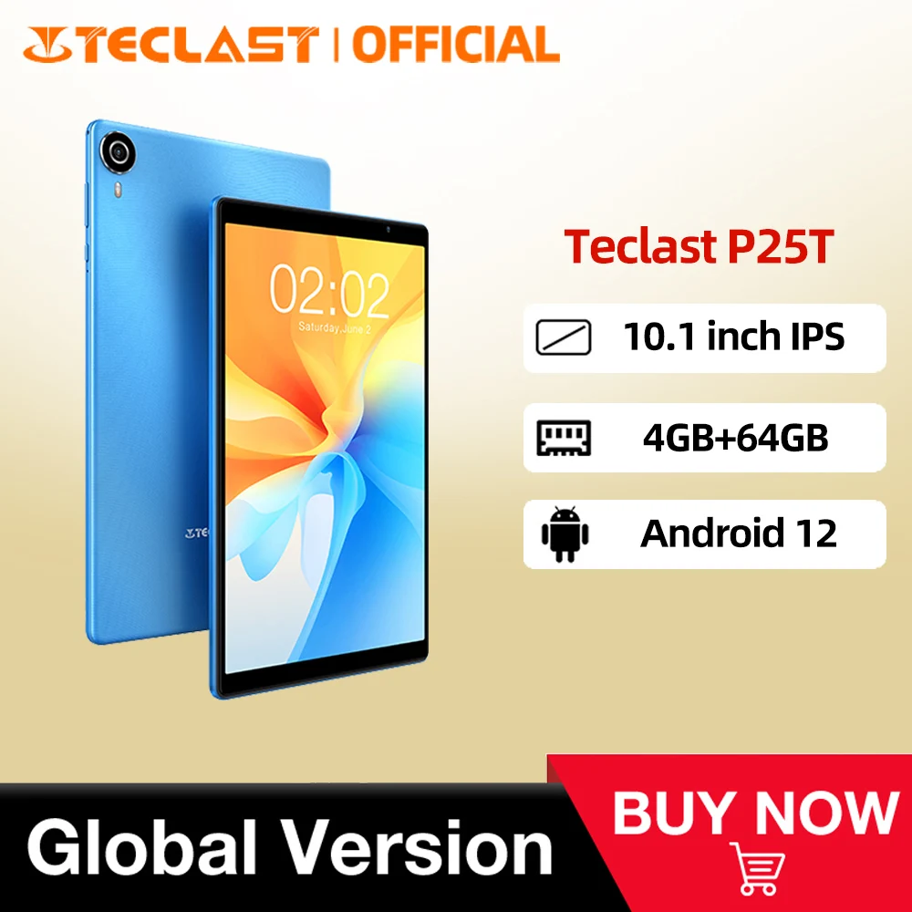 [World Premiere]Teclast P25T Android 12 Tablet 10.1inch IPS 3GB RAM 64GB ROM Wi-Fi 6 BT5.0 Type-C A133 Quad Core Dual Cameras