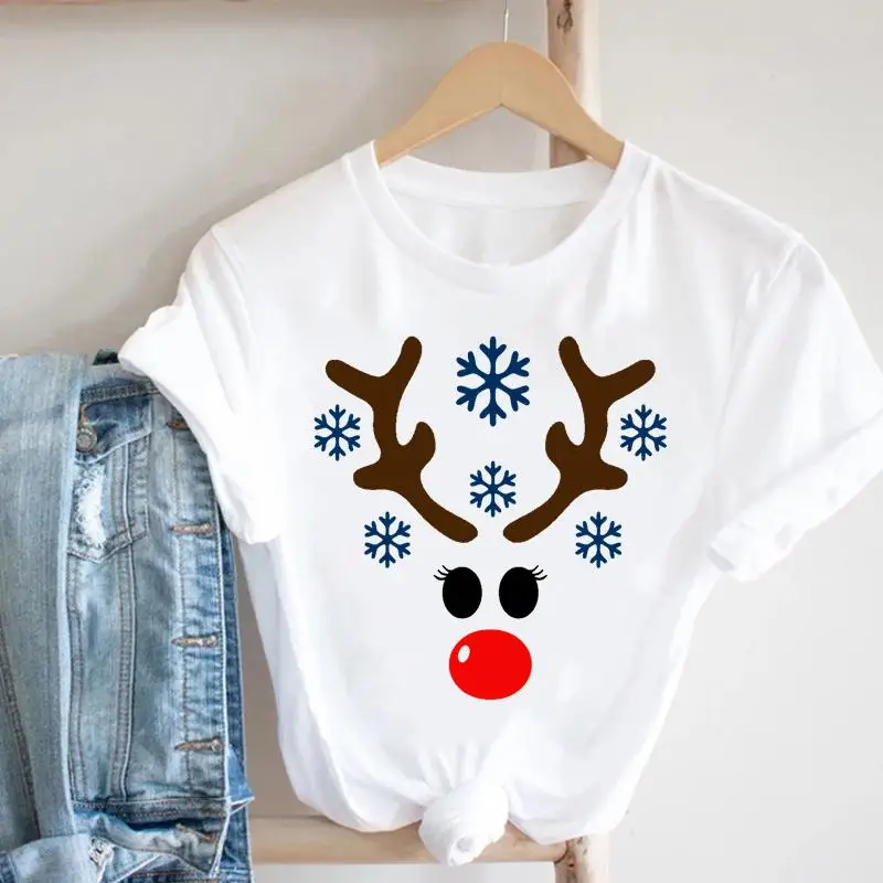 

Счастливого Рождества Снежинка 90-х трендовая Женская Праздничная Новогодняя трендовая мультяшная Футболка Топ с принтом дорожные Графиче...