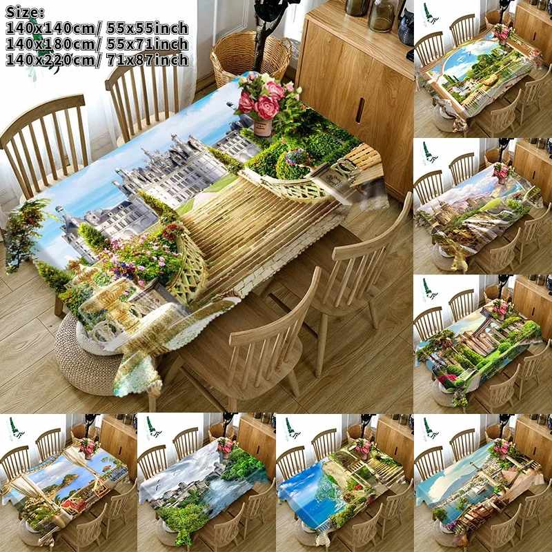 

3D Rectangular Tablecloth Colorful Paper Flowers Pattern Dustproof Thicken Cotton Rectangular Table Cloth Wedding Decor