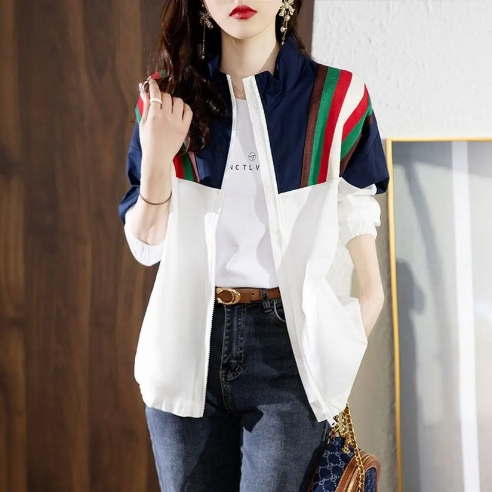 

Женская куртка-бомбер на молнии, свободная куртка-бомбер с длинным рукавом, лето 2022