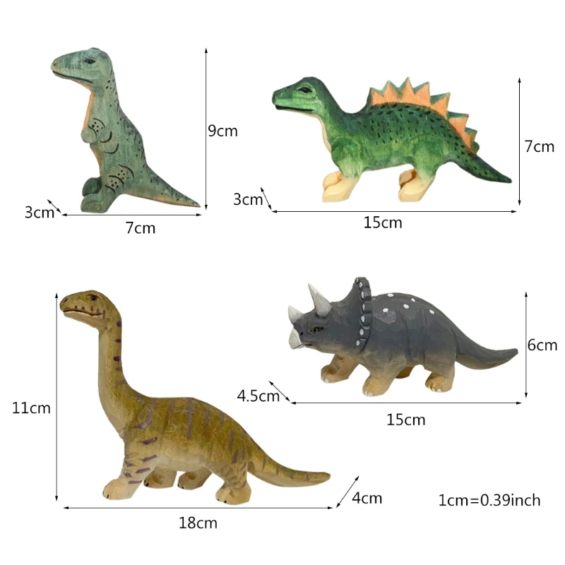 

3D Wooden Dinosaur Figures Desk Ornament Simulation Animal Carving Decoration Crafts Children Toys Gifts