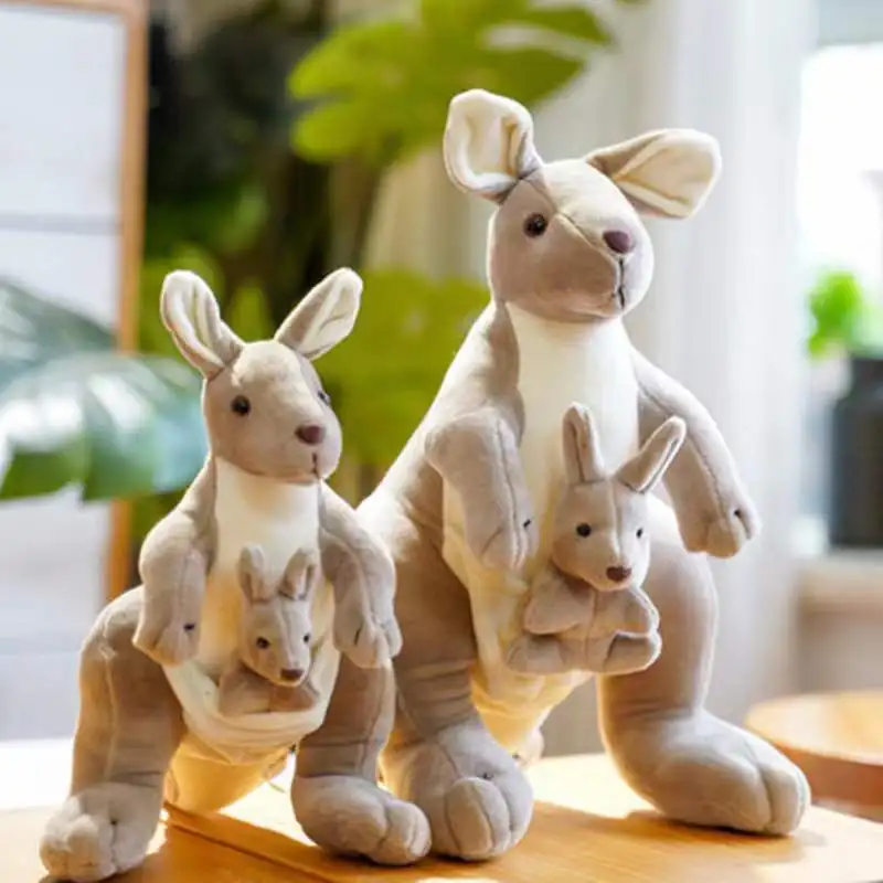 

Cute Creative Mother and Child Kangaroo Plush Doll Toys Soft Animal Stuffed Plush Doll For Baby Gifts