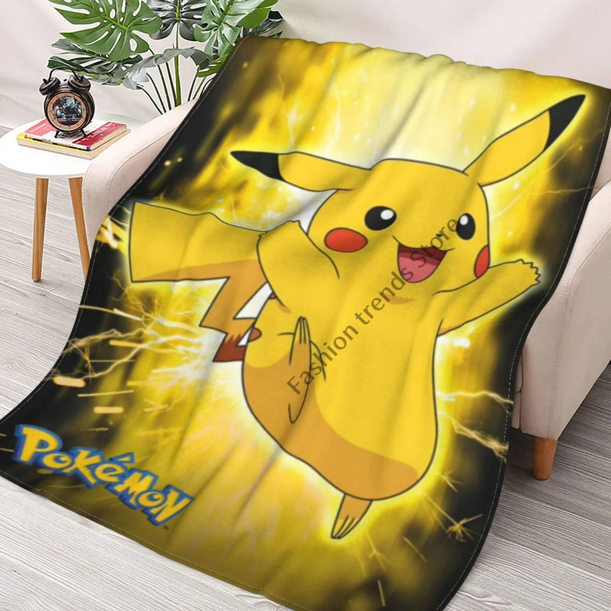 

3D-Printed Blanket Pokemon Bikachu- Flannel Blanket Bed Throw Soft Cartoon Printed Bedspread Bedspread Sofa Gift