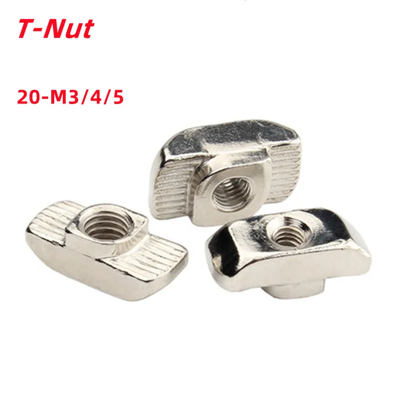 

10/20/50/100Pcs T-Nut M3 M4 M5 Sliding T Hammer Nut Drop In Nut Fasten Connecto 2020 Aluminum Extrusion Profile