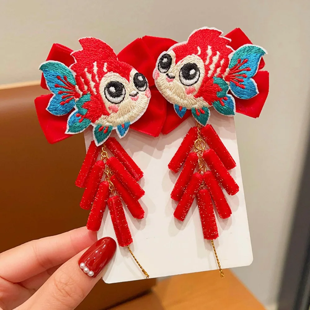 Детская заколка принцессы Лев в китайском стиле с бантом плюшевый шар новогодние