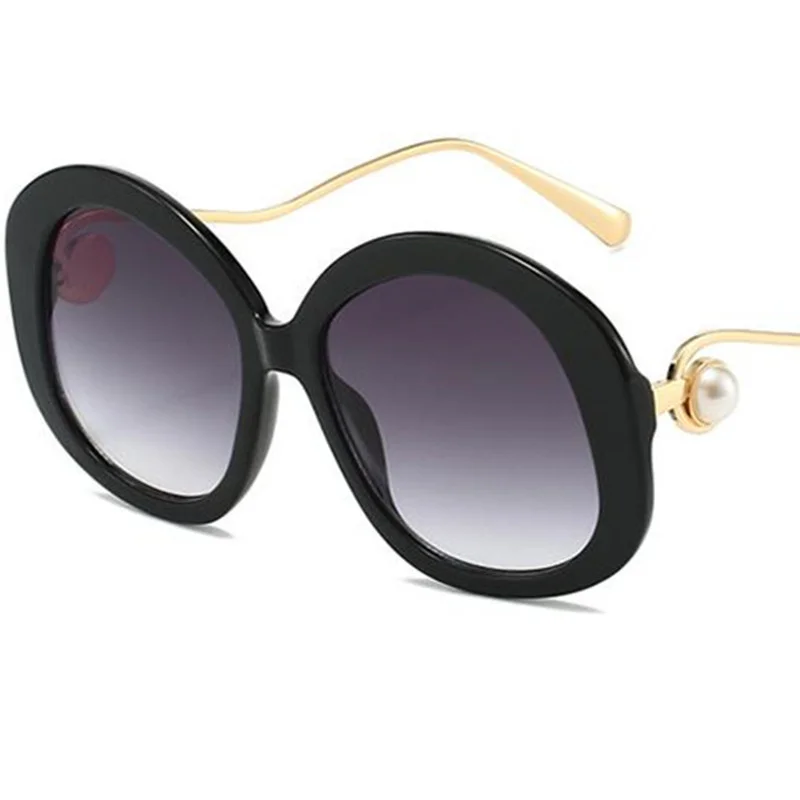 Модные солнцезащитные очки женские с жемчугом большие оправы Adumbral защитой от