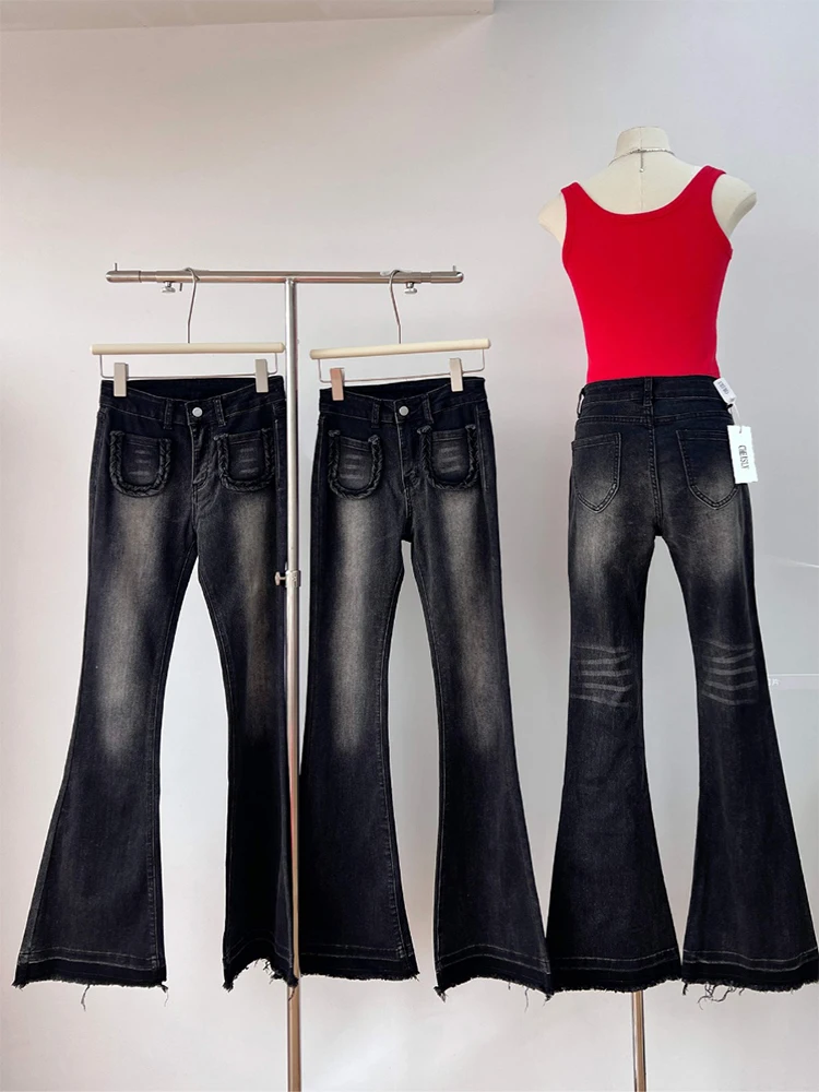 Женские темные академические брюки длинные в стиле гранж Y2k джинсовые K-POP Gyaru 1920-х