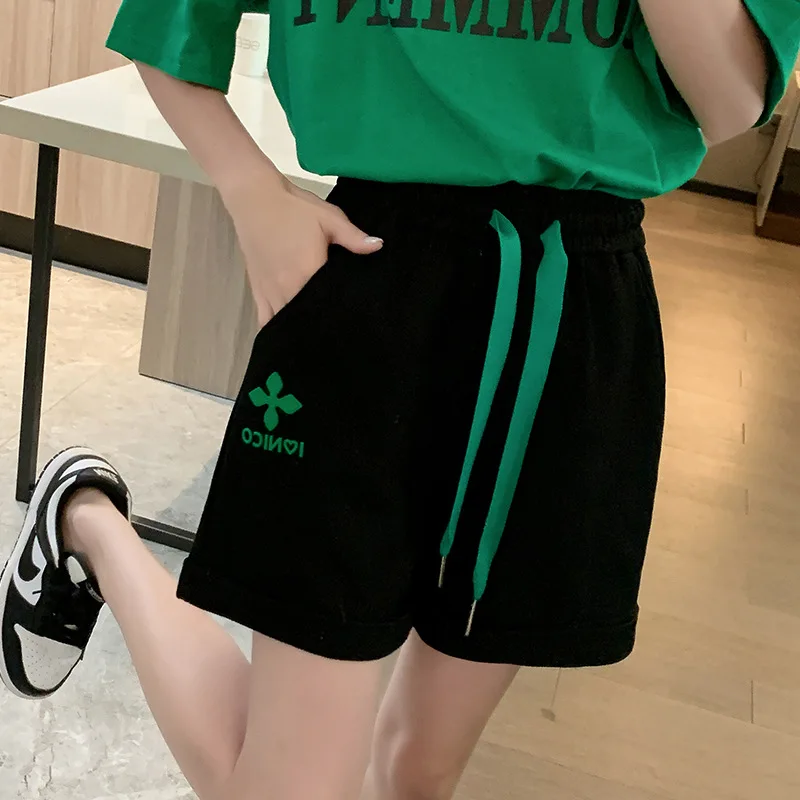 Korean Women Fashion Shorts 2023 Summer Breathable Cotton Casual Sweatshorts Elastic High Waist Ladies Sweat Shorts Multicolor