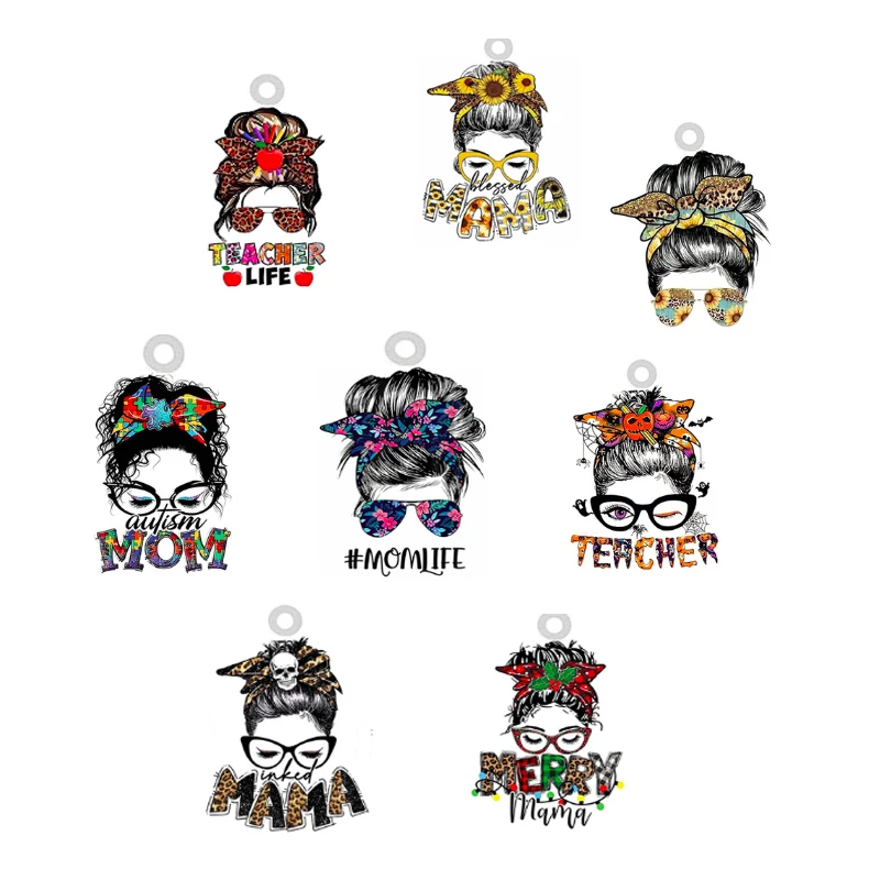 

10PCS MOM MAMA Acrylic Charm Pendants Epoxy Scarf Momlife Blessed MAMA Acrylic Makings Charms For DIY Earrings Bracelets Jewelry