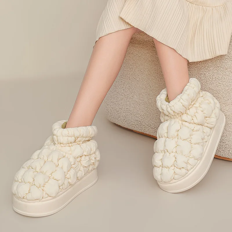 Platform Shoe for Female Warm Winter Woman Flat Heels Lovely Furry Short Boots Ladies Booties Outdoor Snow Boot