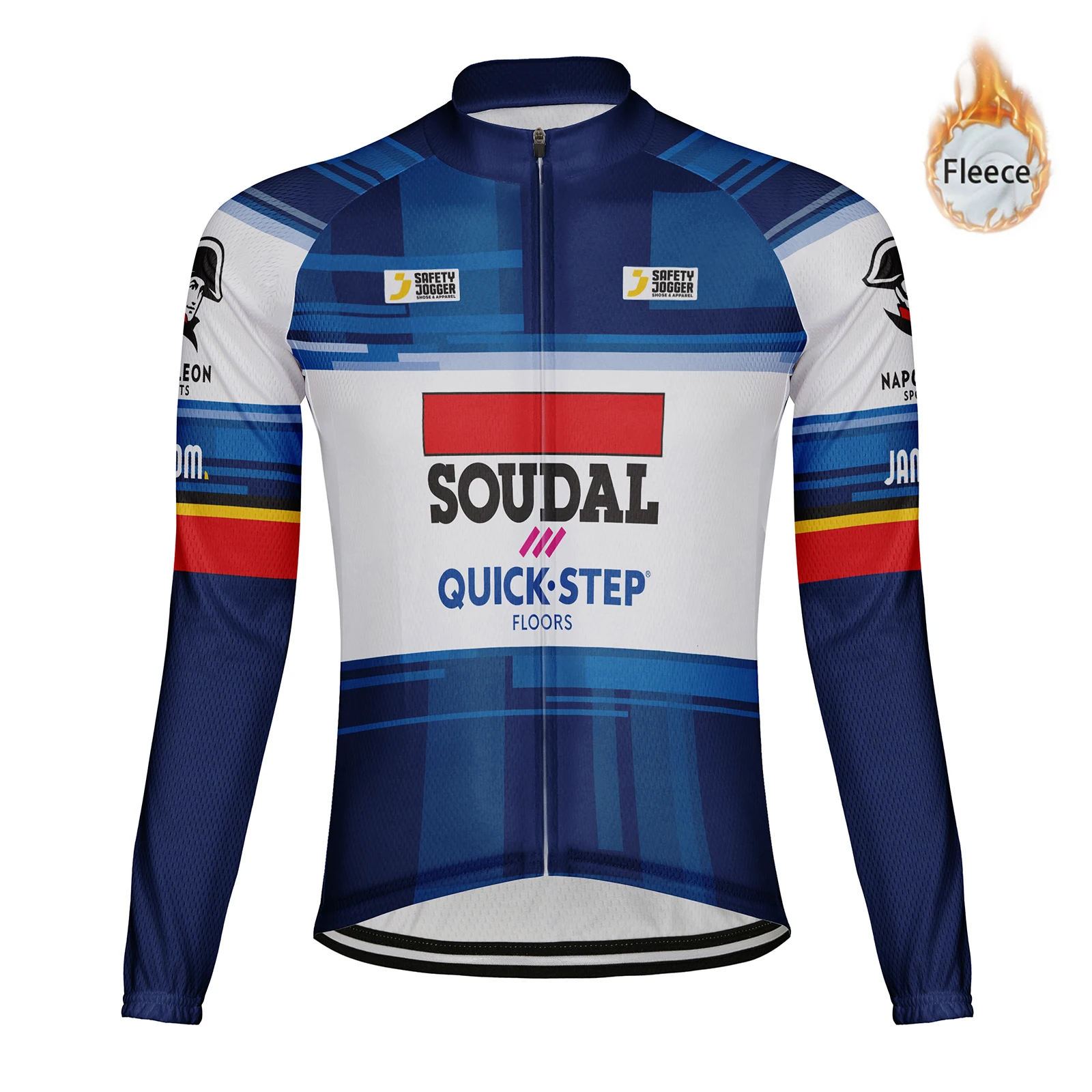 

Мужская коллекция 2023 года, Бельгийская команда Soudal Quick Step Велоспорт, Джерси с длинным рукавом, зимнее теплое флисовое пальто, велосипедная одежда для горного и шоссейного велосипеда