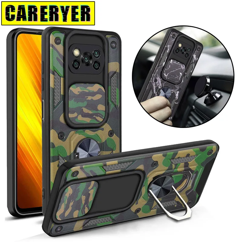 

Slide Camera Lens Shockproof Case For Xiaomi 11 11x 11i 11t Poco X3 NFC F3 Camouflage Cover for Redmi Note 10 Pro Max 10s K40