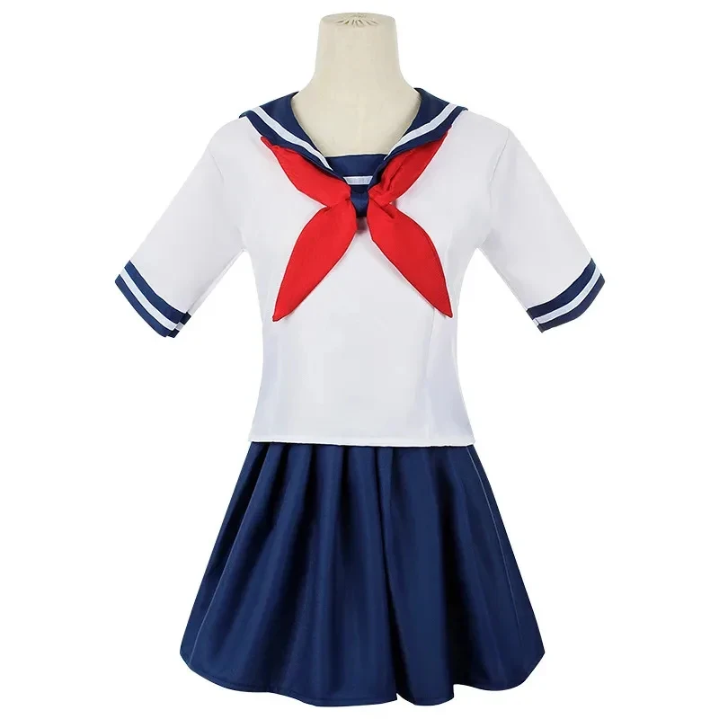 Фото ♥ Костюм для косплея Аяно Айши из игры AA Yandere Simulator, аниме-униформа для девочек, комплект JK: футболка-матроска с юбкой, черный, новый 2026 №3