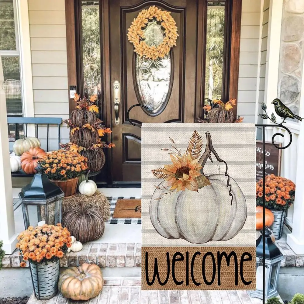 GEEORY Осенний приветственный садовый флаг 12 5 x 18 дюймов двухсторонний маленький