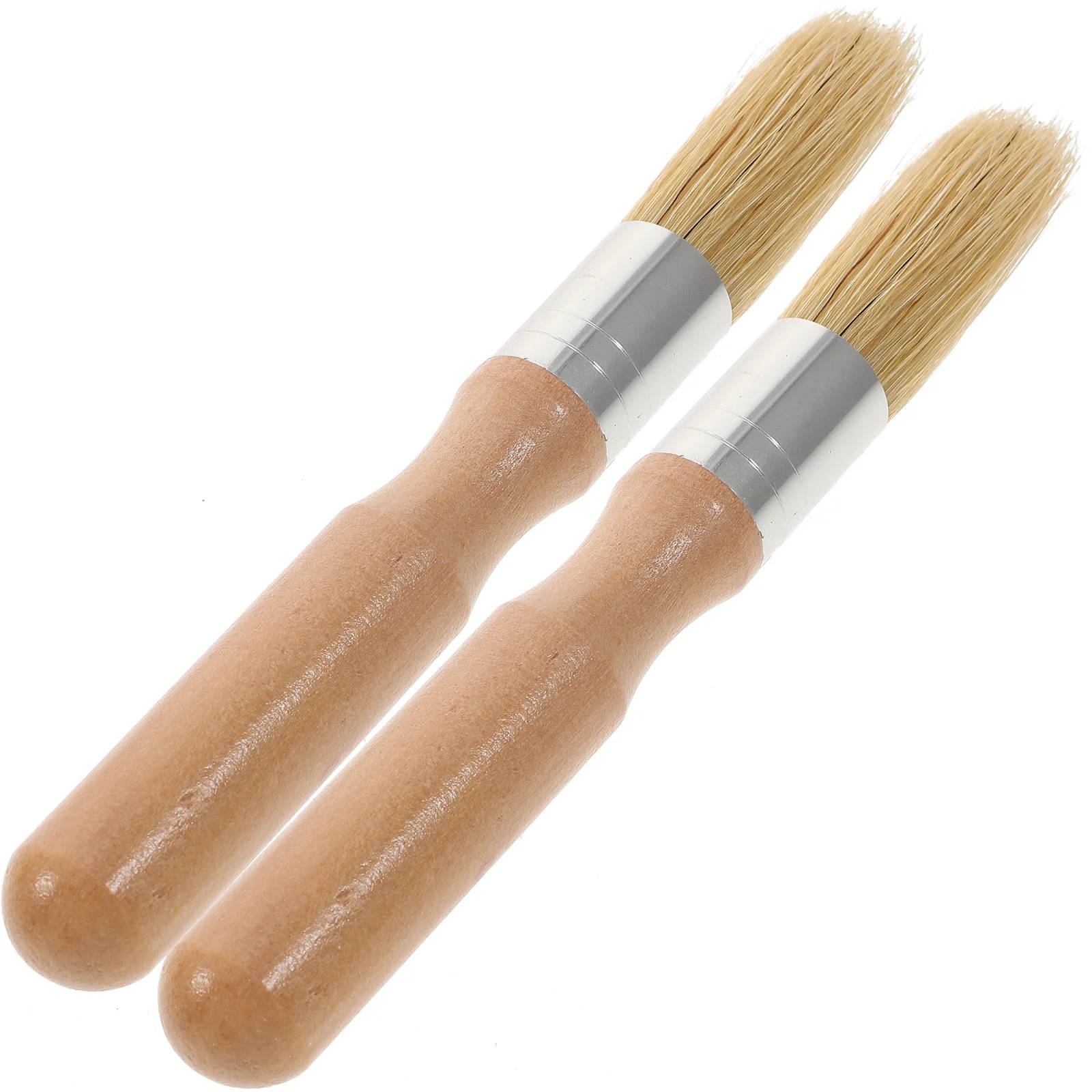 

Wax Brush Set, 2pcs Chalk Wax Brushes Round Wooden Handle Stencil Brush Natural Boar Brushes for Watercolor Oil Painting Waxing