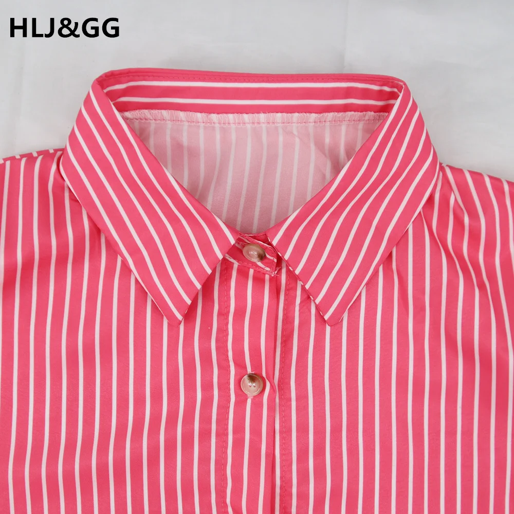 HLJ&GG Casual Plus Size Shirt Suits Turn-down Callar Long Sleeve Shirt + Short Pants Two Piece Sets Casaul Outfits Shorts Sets