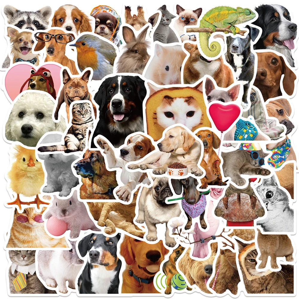 

10/30/52pcs Cute Animal Cat Dog Stickers Funny Meme Decal Skateboard Laptop Phone Diary Luggage Car Cool Kid Cartoon Sticker Toy