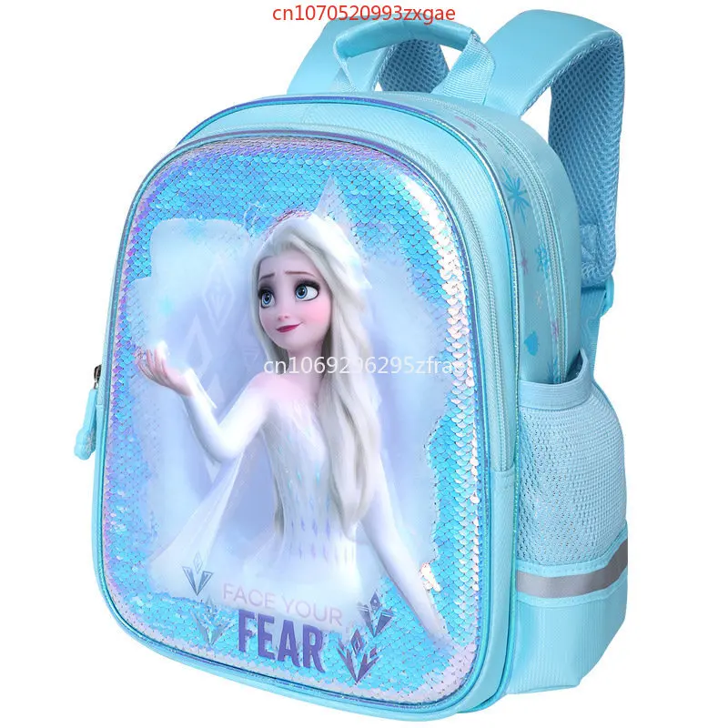 100% authentic luxury Disney Frozen girls' schoolbag, 3D layered film embossed Princess Aisha pattern Disney backpack
