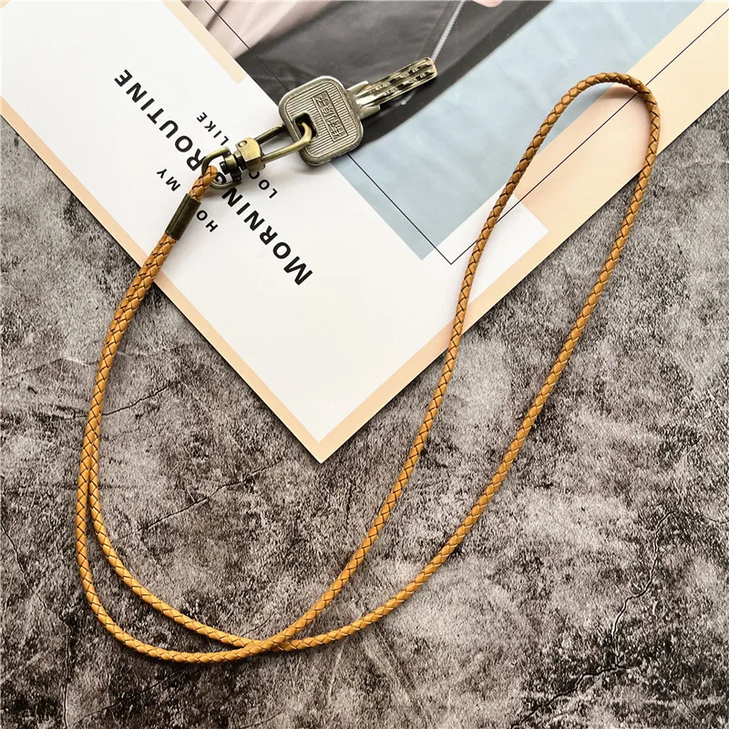 High Quality Leather Rope PU Braided Straps For Keys Lanyard Mobile Keychains Neck Straps Anti-theft Mobile Phone Chain Lanyards