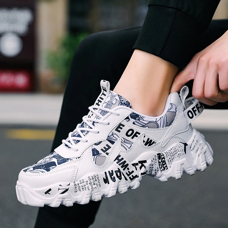 

Women's Sports Shoes 2023 Men's Sneakers Thick Bottom Fashion Walking Platform Sneakers Lace-up Athletic Shoes Zapatillas Hombre