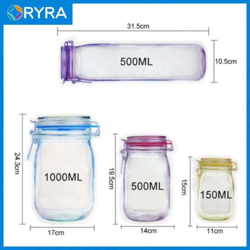 

4 SizeReusable Mason Jar Bags Zip Lock Leakproof Food Saver Storage Bags Nut Cookies Snack Fresh Keeping Seal Organizer