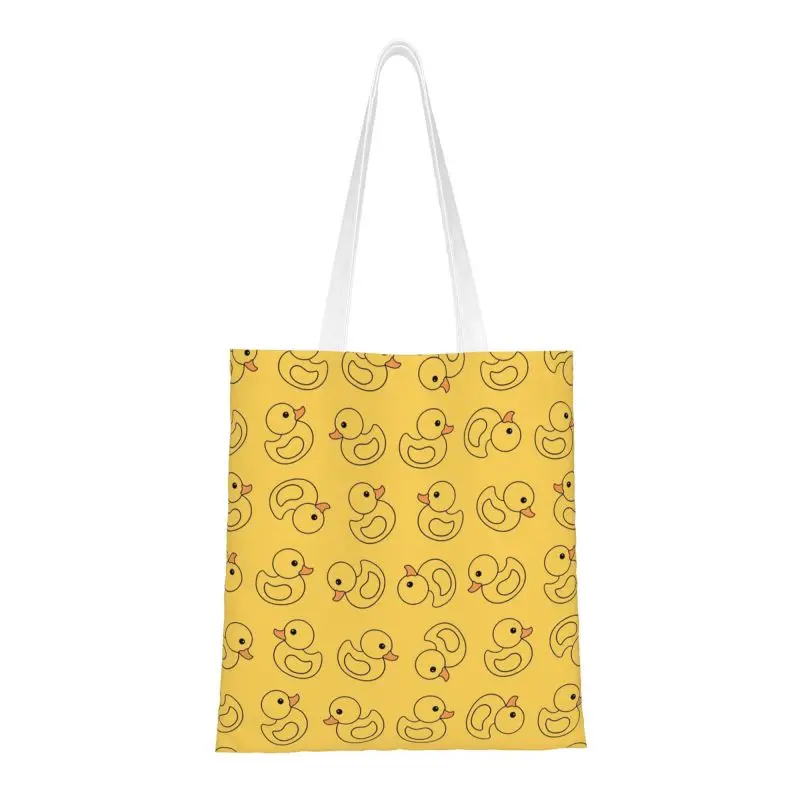

Yellow Rubber Duck Groceries Tote Shopping Bag Women Kawaii Gothic Canvas Shoulder Shopper Bag Large Capacity Handbags