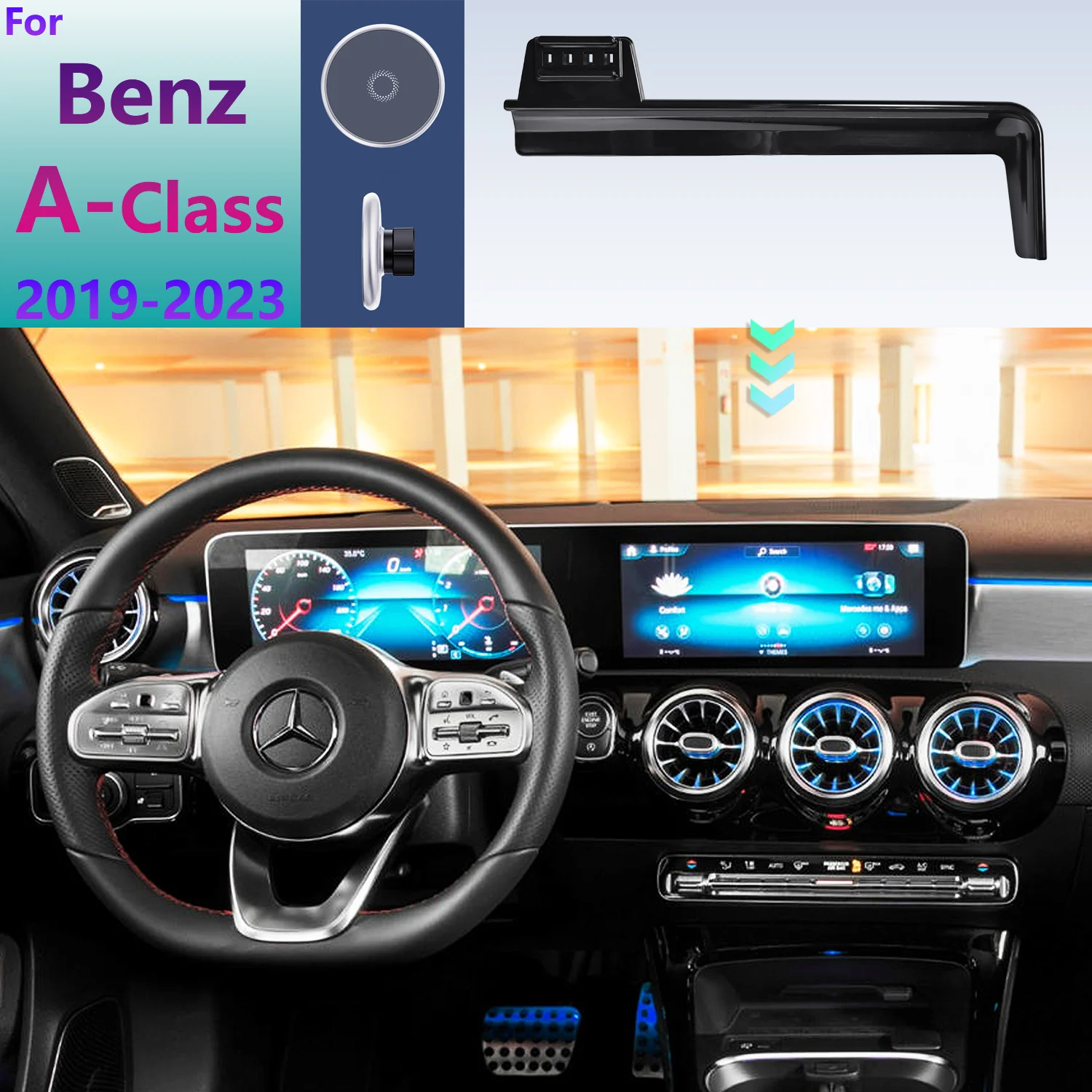 Автомобильный держатель для телефона Mercedes Benz A-Class W177 2023 2022-2019 фиксированная база