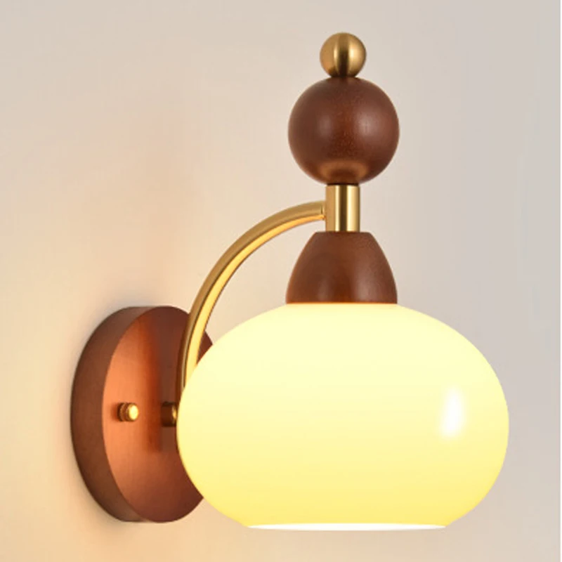 Настенный светильник в стиле ретро для кабинета спальни цвет орехового дерева