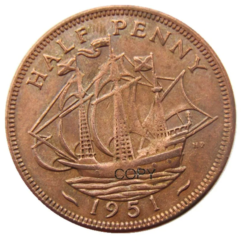 

UK 1951 1/2 Penny - George VI без медных копировальных монет «IND:IMP»
