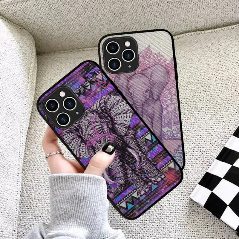 

Cute elephant Phone Case Hard Leather Case for iPhone 11 12 13 Mini Pro Max 8 7 Plus SE 2020 X XR XS Coque