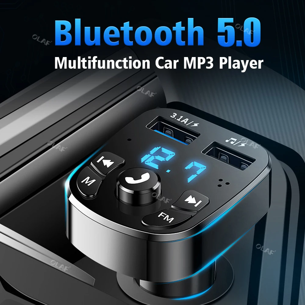 Автомобильное зарядное устройство с двумя USB-портами FM-трансмиттер Bluetooth 5 0