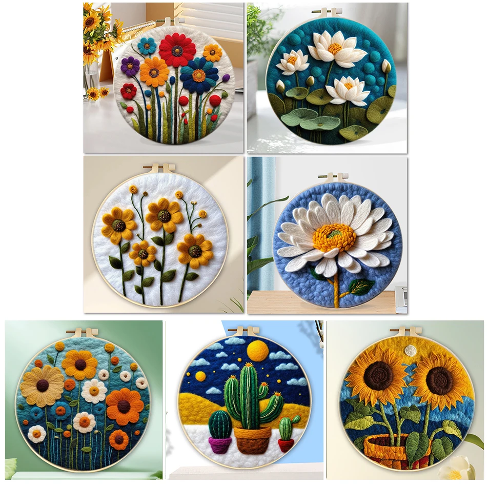 GATYZTORY фетровый набор для новичков цветы взрослых творческие сделай сам шерстяная