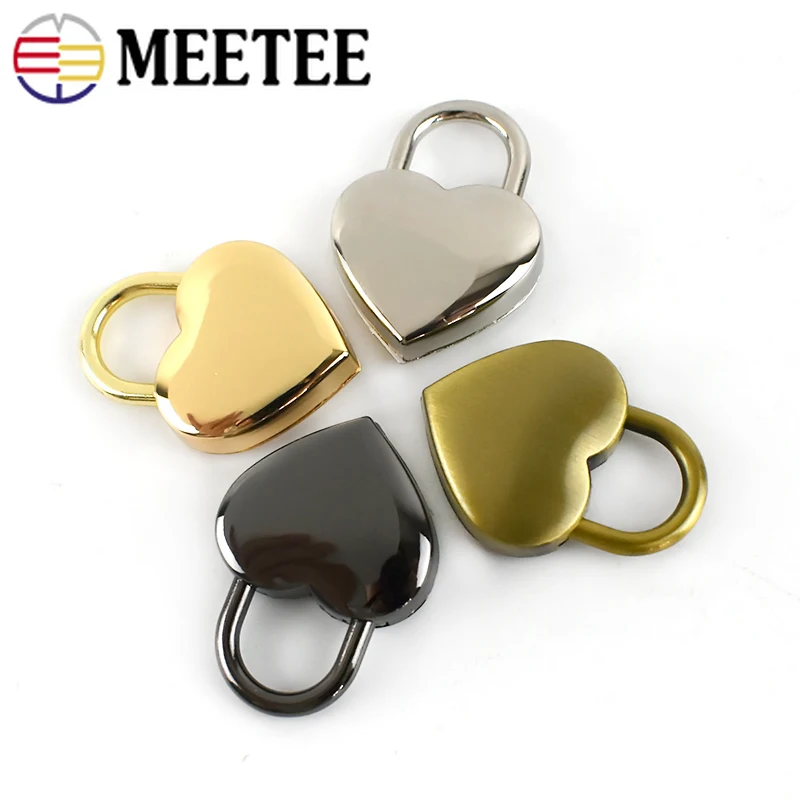 

Meetee 4/10Pcs 25X34mm Heart-shaped Keyless Spring Lock Clasp Locker Decor Padlock DIY Cabinet Jewelry Spring Pull Lock Buckle