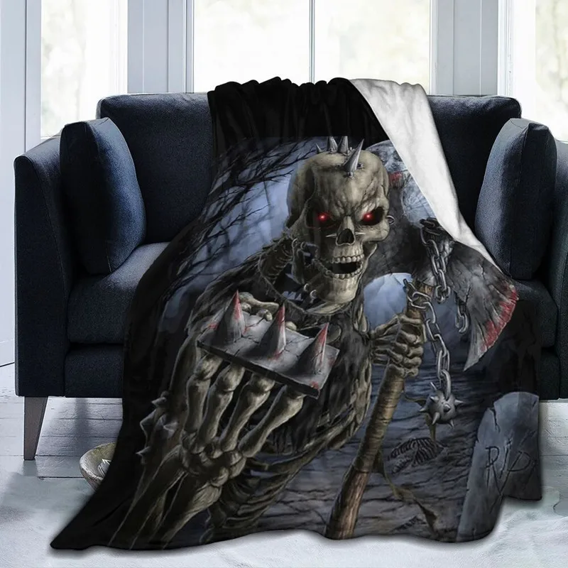 

Fashion 3D Personality Printed Flannel Blanket Sheet Bedding Soft Blanket Bed Cover Home Textile Decoration Skull Skeleton