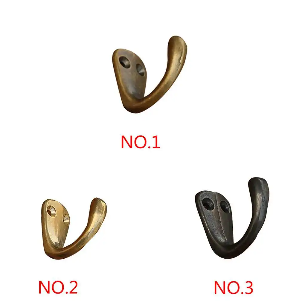 

Brass Clothes Hat Belt Solid Hooks Vintage Wooden Door Back Closet Wall Hanger Home Decoration