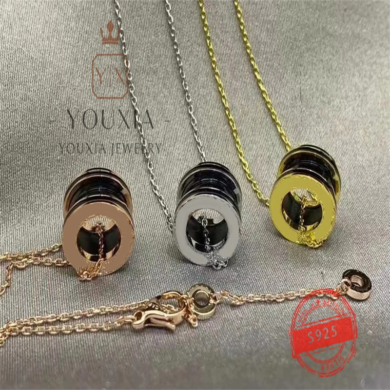 

1:1 custom color luxury Necklace personality shiny jewelry European and American style Couple gifts laminar pendant s925silver