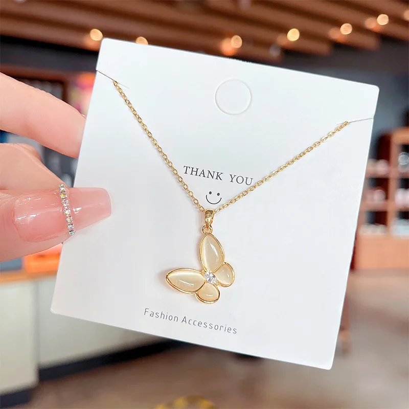 

Цепочка с подвеской-бабочкой из нержавеющей стали золотого цвета