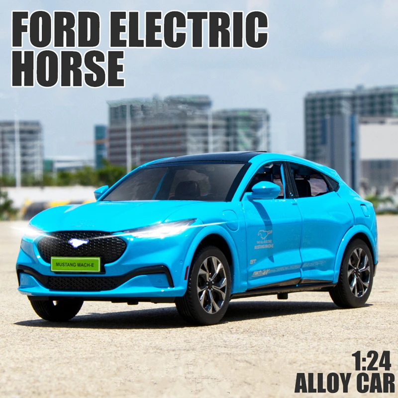 1:24 Ford Mustang Elektrische Paard Mach-E Legering Sportwagen Model Diecast Metalen Nieuwe Energie Auto Model Geluid En licht Kinderen Speelgoed Gift