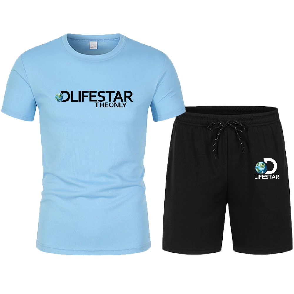 Summer New Men Casual Shorts Sets Brand Printing T Shirt + Shorts 2023 Male Tracksuit Set Men's Breathable and Cool Clothing Set