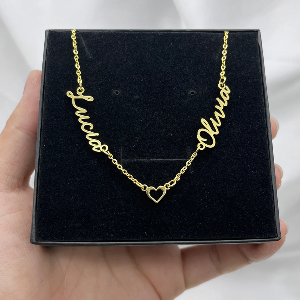 Индивидуальное ожерелье из нержавеющей стали с именем на заказ 2 именами кулоном