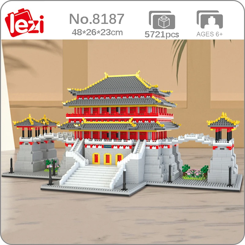 

Lezi 8187 World Architecture Building Blocks China Ancient Tang Paradise Palace DIY Mini Diamond Bricks Toys for Children No Box