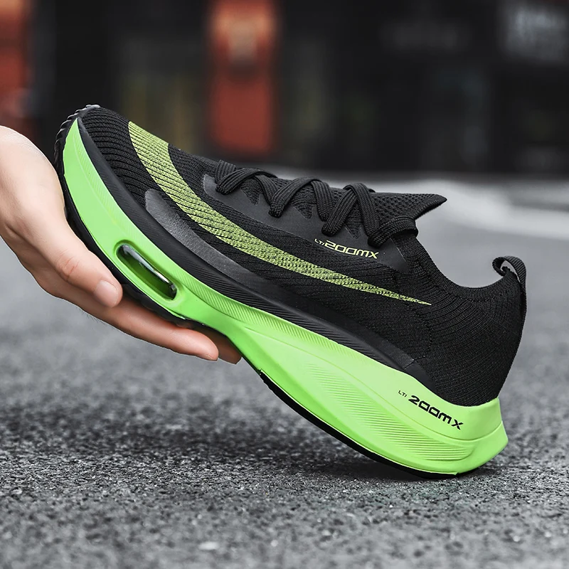 Unisex Fashion Men's Shoe Lace-up Round Head Air Cushioned Running Shoe Women's Training Race Breathable Running Shoe Size 36-46