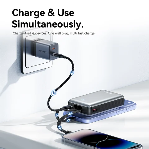 Vention 35W 20000mAh 10000mAh Power Bank PD Fast Charge Портативный PowerBank для iPhone Xiaomi Samsung Внешнее зарядное устройство