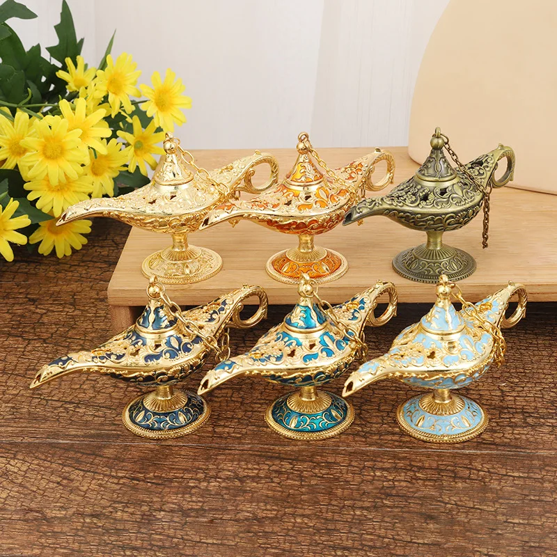 

Aladdin magic lamp new special small 12*6.8 metal wishing lamp art ornaments retro European crafts home decor desk decoration