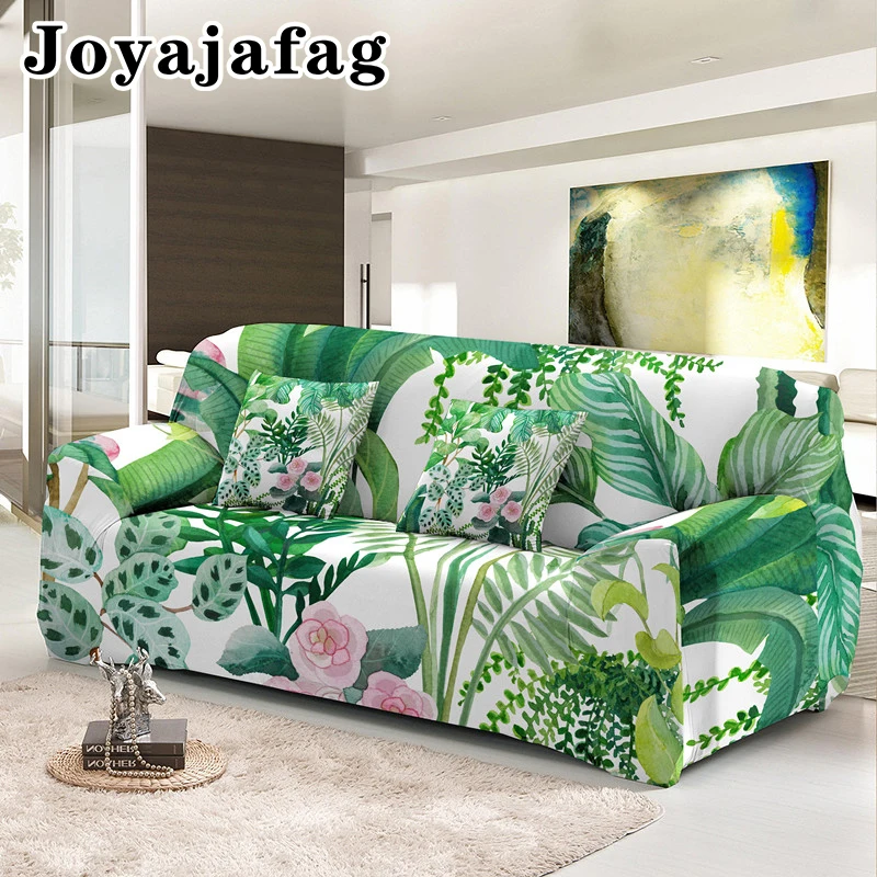 

Tropical Leaves Elastic Sofa Cover For Living Room L Shape Stretch Couch Covers Dust-proof Washable 1/2/3/4 Seater Slipcover