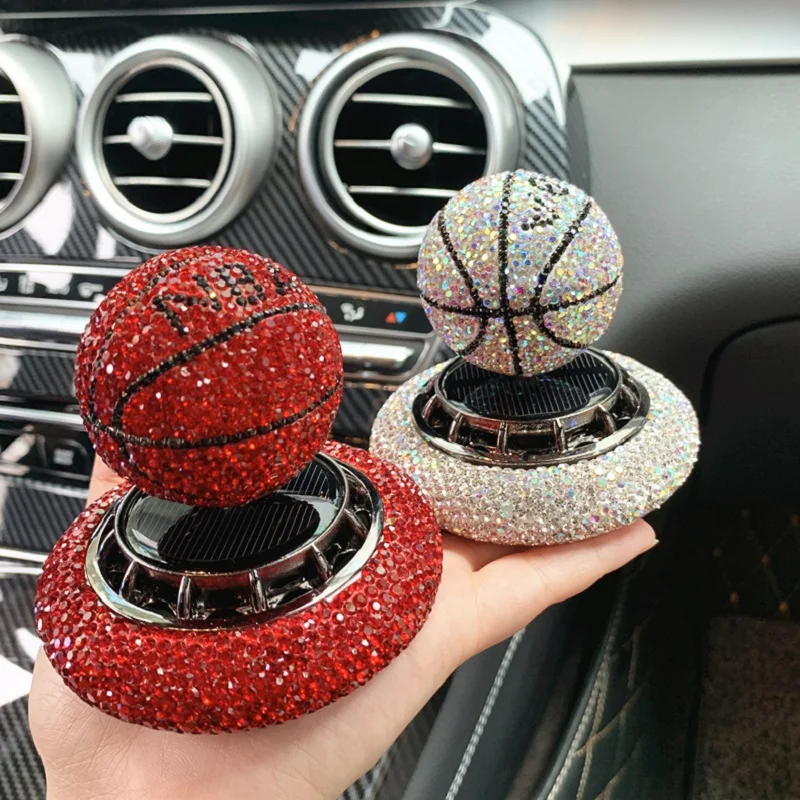 

Bling Car Solid Perfume Aromatherapy Diamond Smiling Face Basketball Solar Interior Decoration Rotating Air Freshener