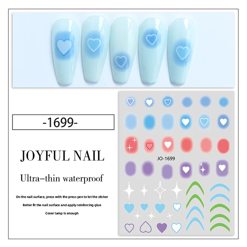 New Style Nail Art Blush StickersGradient Blush Candy Color Dyeing Colorful Love Nail Decorations Self-adhesive Stickers images - 6