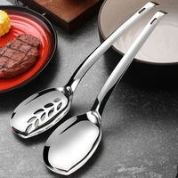 304 stainless steel home food serving spoon long handle buffet gadget creative hollow leaves colander silver kitchen utensils