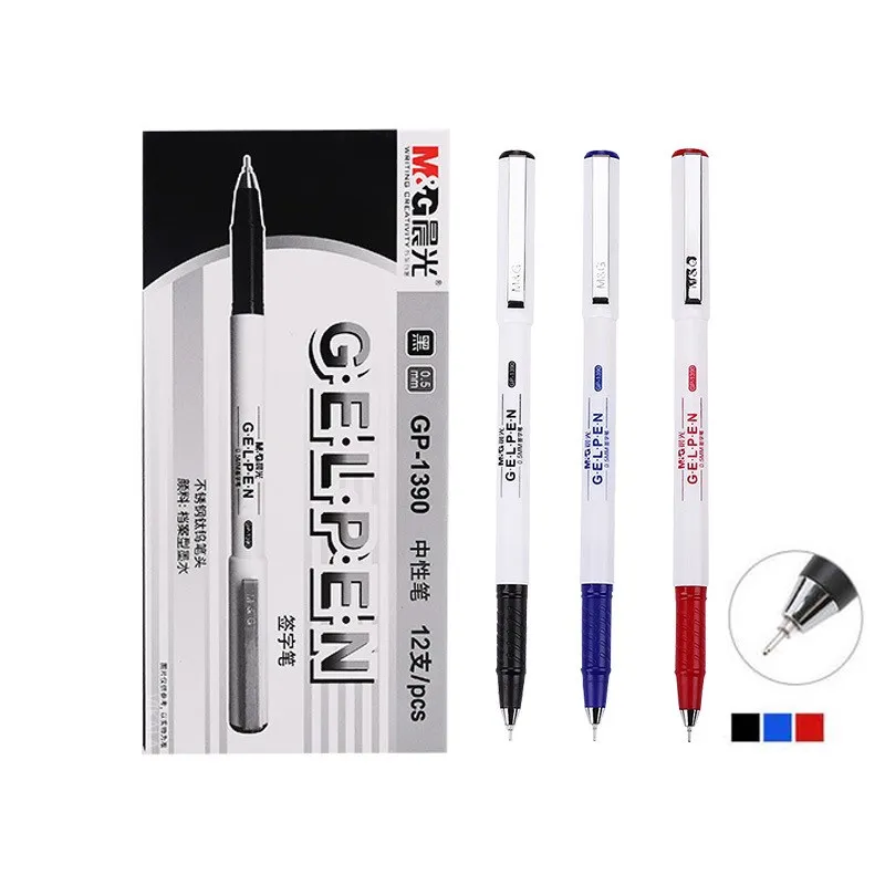 

M&G 12pcs/box 0.5mm Ultra Fine Point Gel Pen Ink Refill Gel Pen for School Office Supplies Stationary Pens Stationery 1390 Black